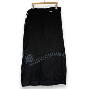 Diesel Black Maxi Skirt Italy Cotton Lagenlook Logo Medium